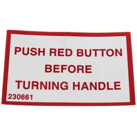 Alliance DECAL PUSH RED BTN F230661